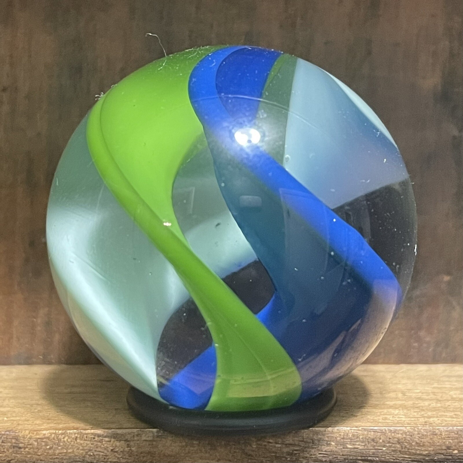 Striking Contemporary Handmade Banded Swirl Marble 1-9/16” Mint
