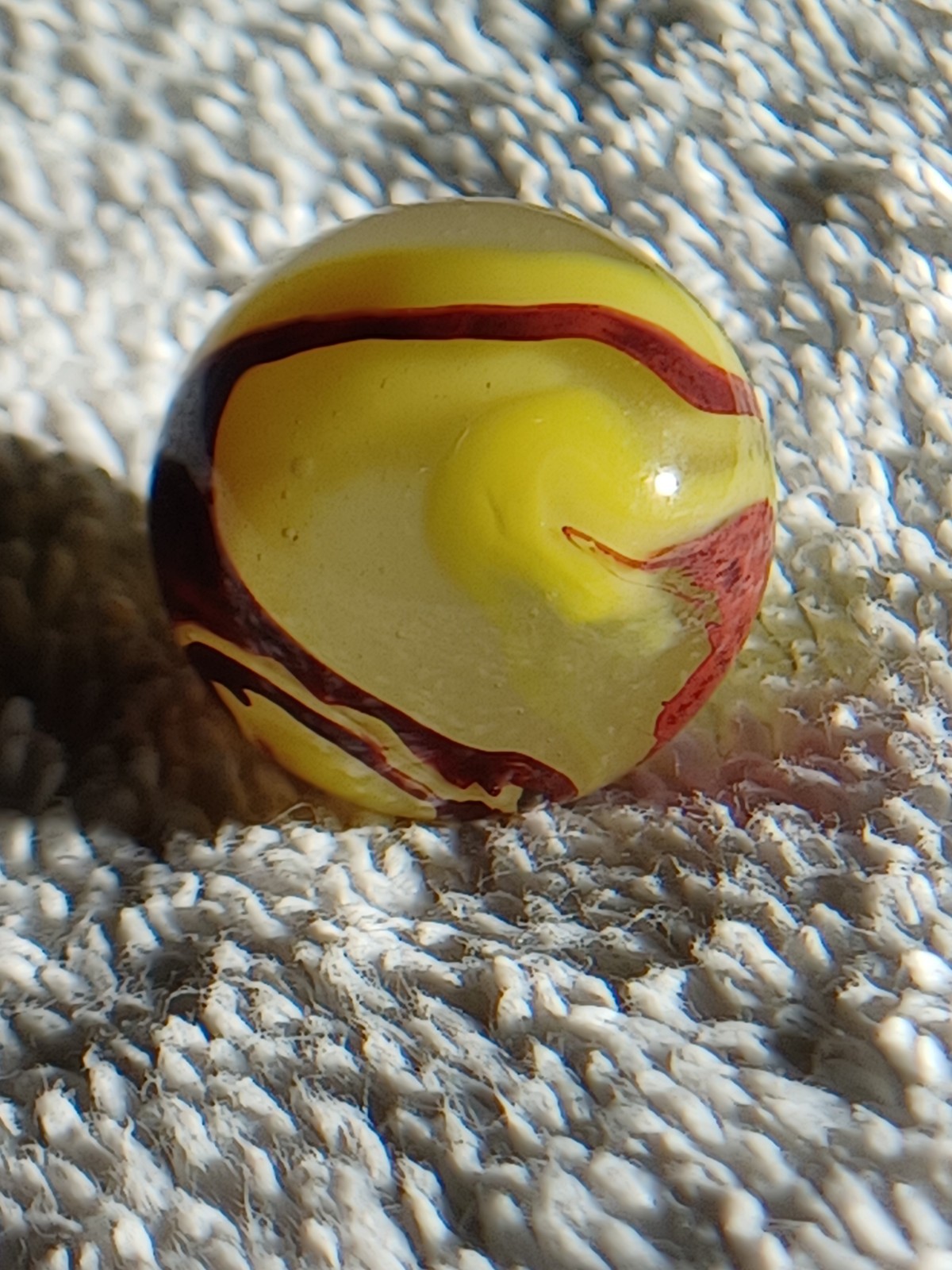 .77 Akro Eggyolk Oxblood Marble. Elite Example/Size. Old. Rare. Dead Wet Mint.