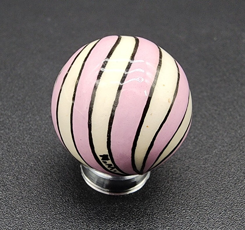 Nadine MacDonald Hand Painted Pottery Clay Marble Spiral Striped 1.12″ Swirled