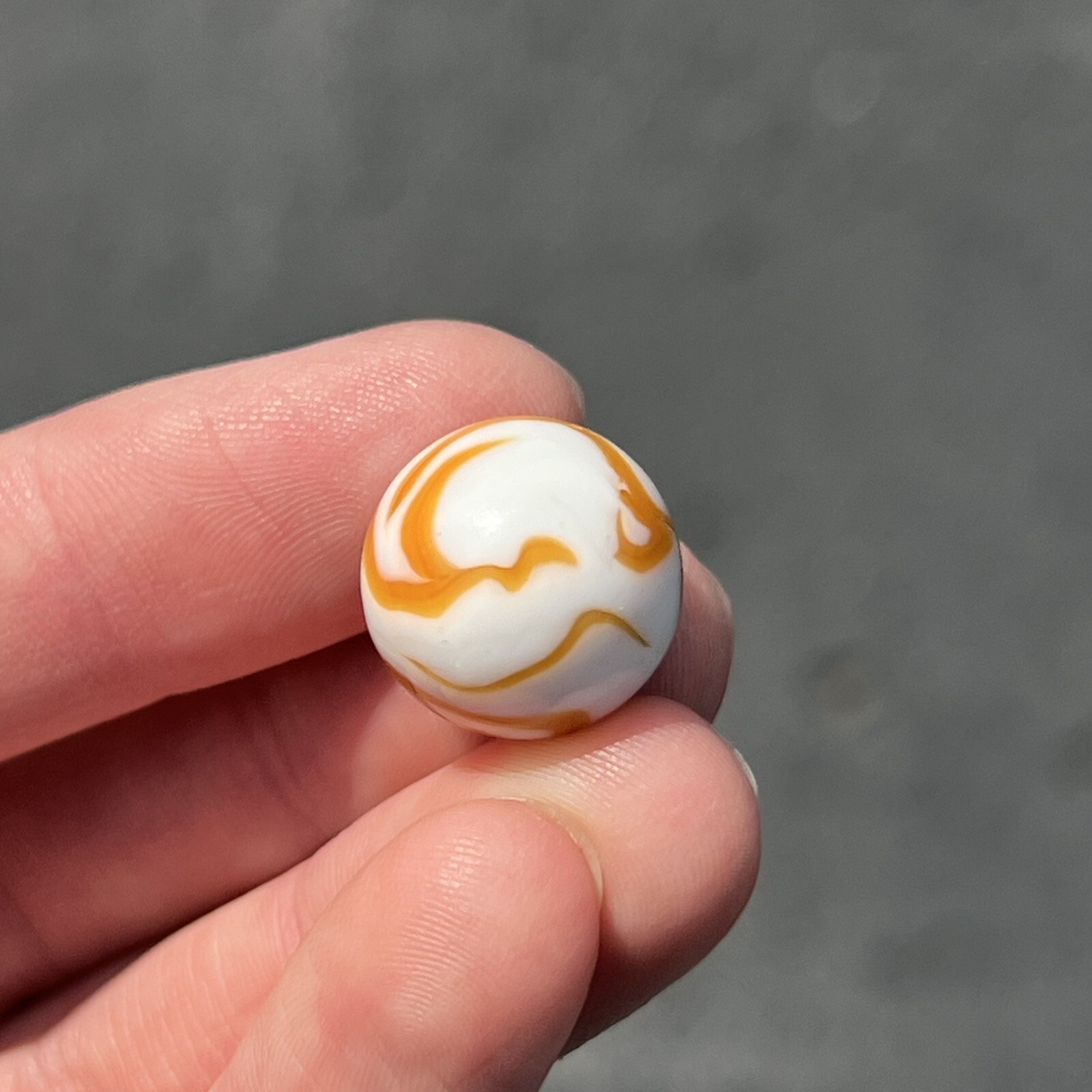 Vintage Akro Agate Peltier Pastel Swirl Glass Marble .6” Orange White