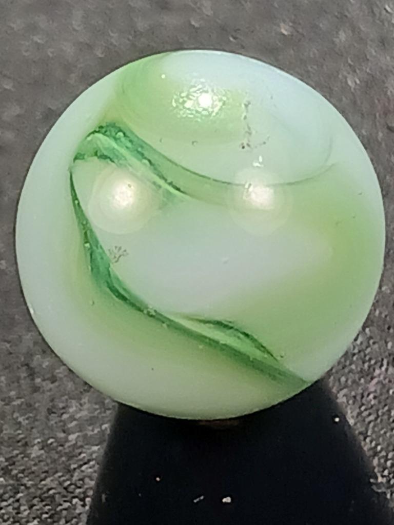 Alley Agate .53″ Forest Greens Lucent White Swirl Near Mint Serious Marble A444