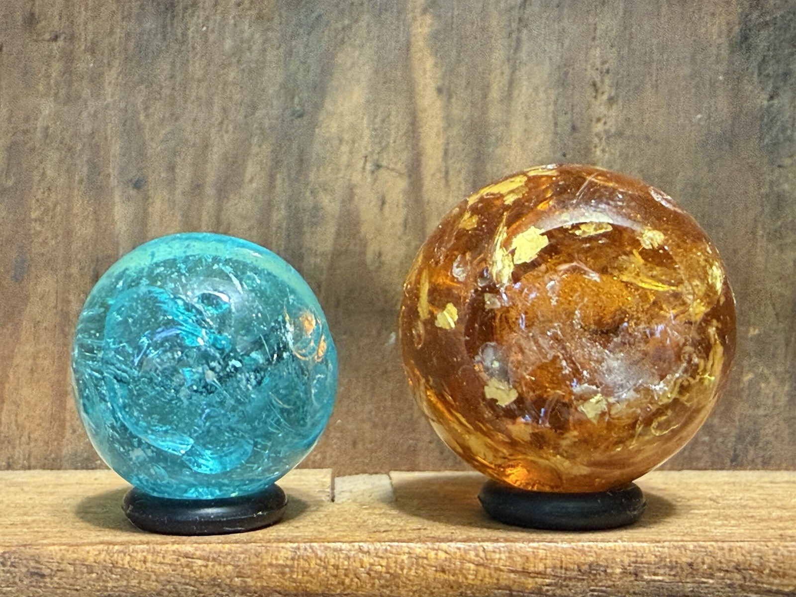 2 Antique Mica Marbles 11/16” & 25/32” Damaged | 211