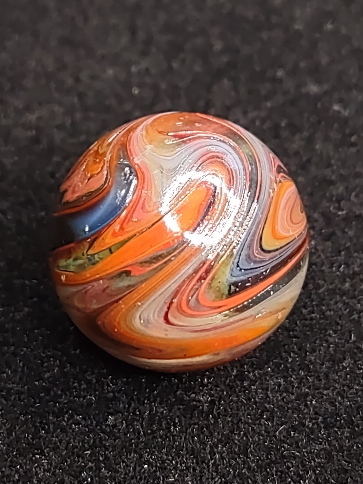 .79″ Red Yellow & Blue – Das Or Jabo Swirl NM+ Twisted Ltd. Edt. Glass Marble