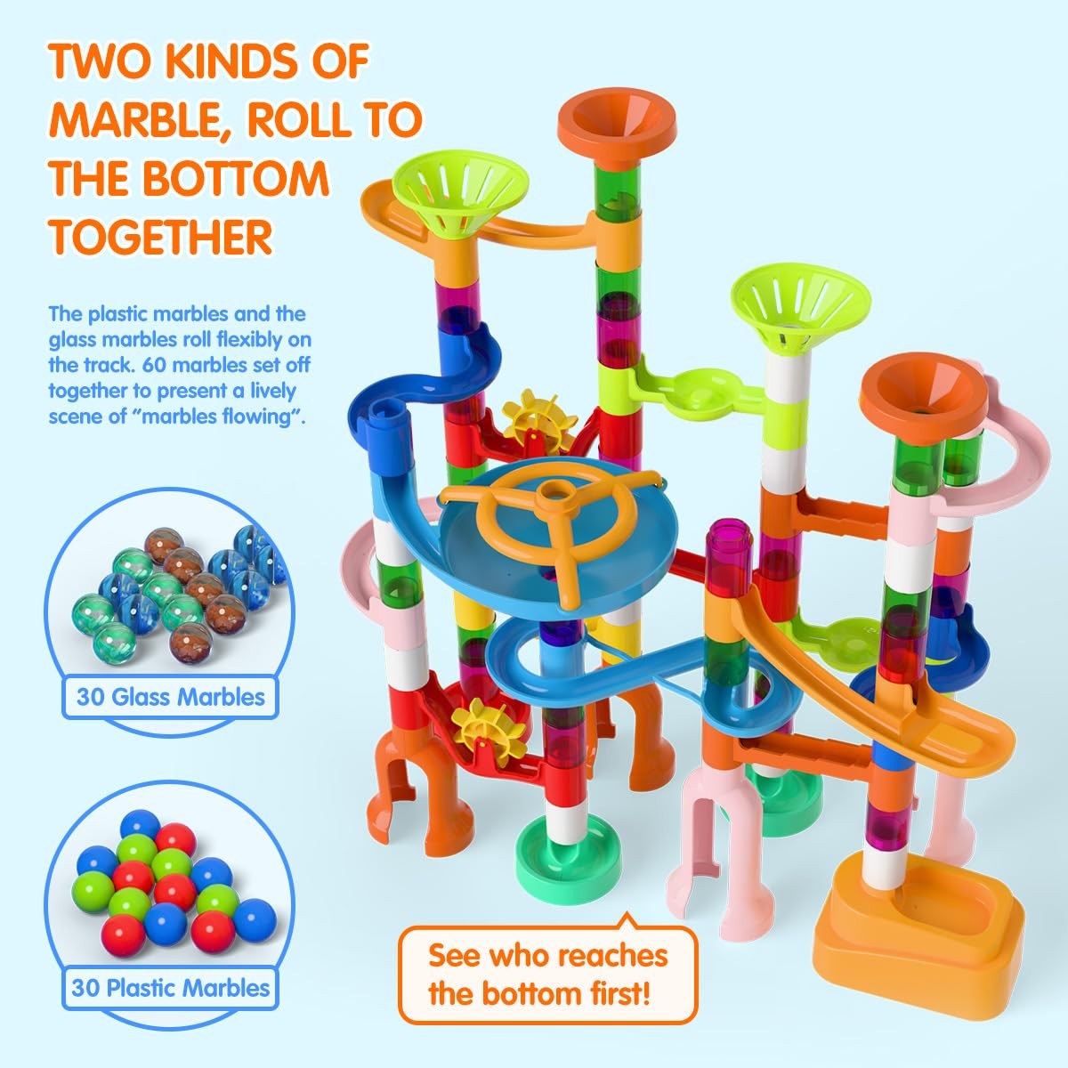 Marble Run, 135pcs Maze Game Construction Building 10cm x 30cm x 36cm