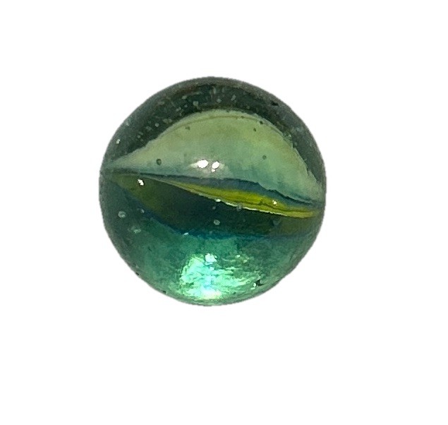 Cat’s Eye Shooter Marble – Yellow Blue White – 3 Vane 7/8 Inches