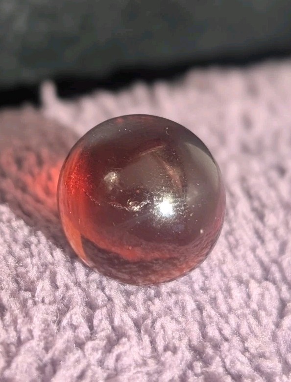 UV Reactive Cadmium Red Clearie Vintage Glass Marble .61 Orange Swirl Glow
