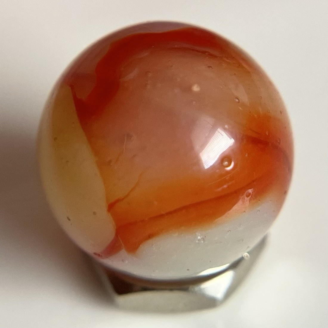💥 HTF Vintage Marbles Peltier Akro Kokomo Opal Ribbon and Patch Marble .61”