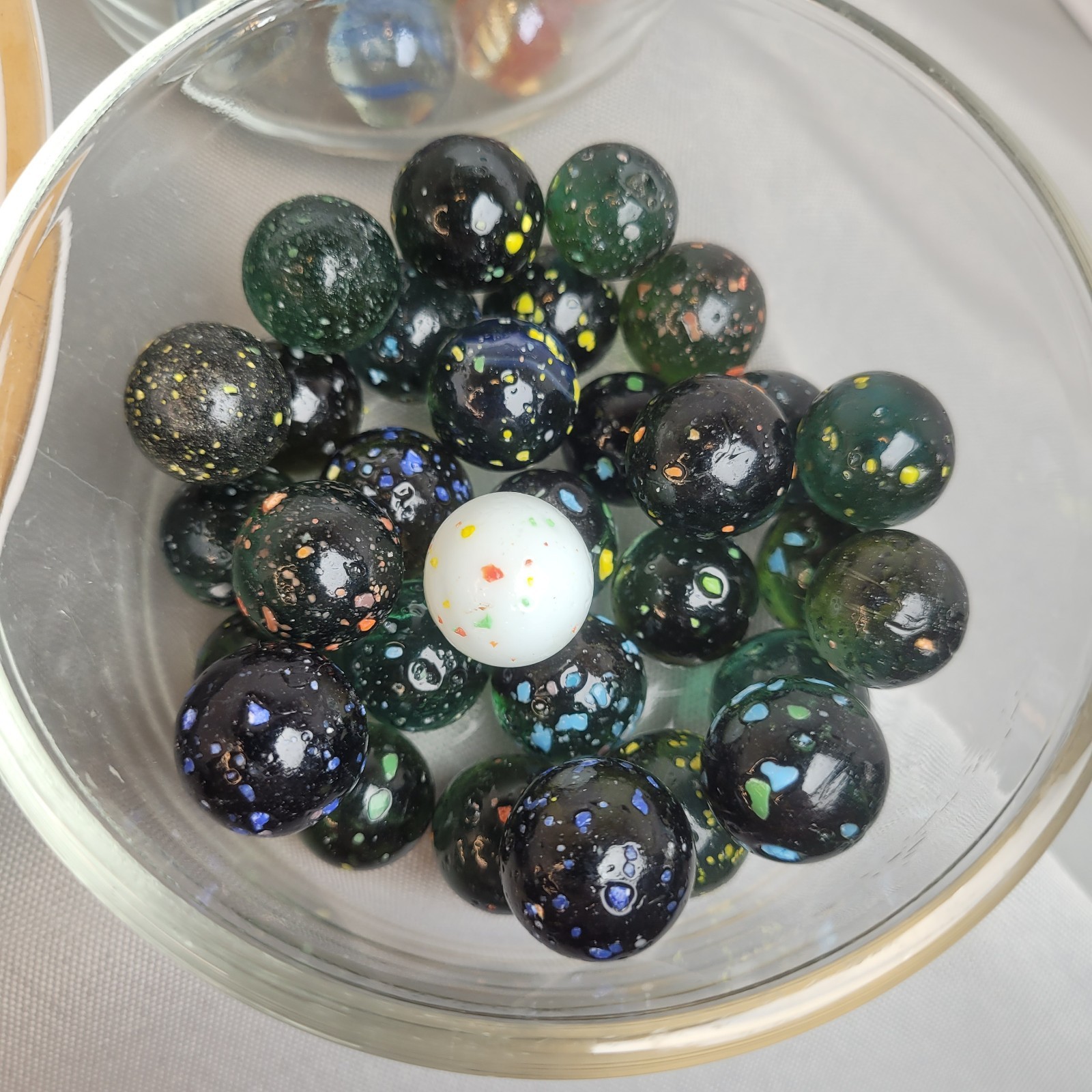 LOT of Old Vintage Glass Marbles Tri Color, Speckled Translucent, Cat Eye Swirl