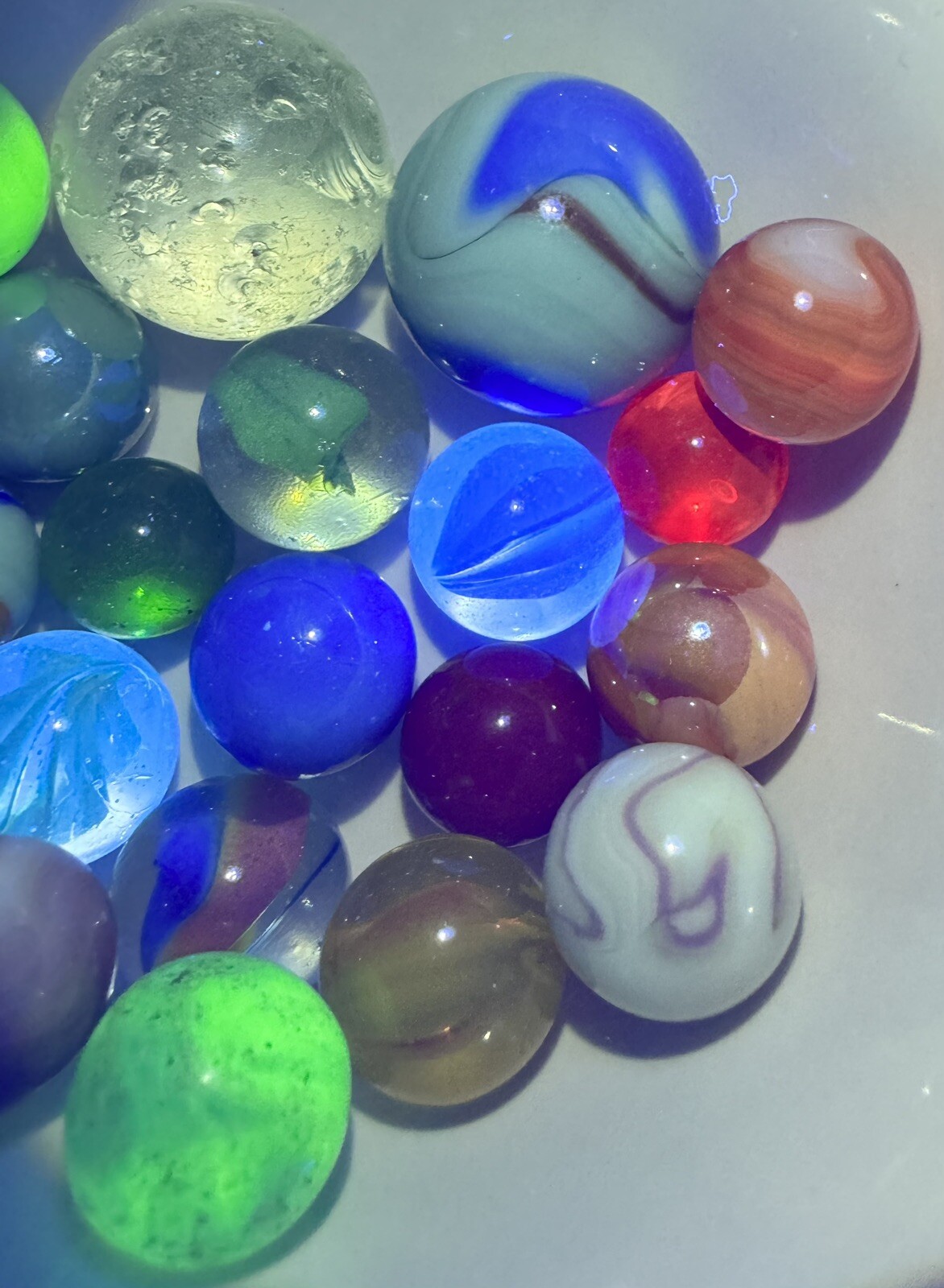 Vintage Marble Lot Of MARBLES UV Reactive Cadmium Uranium Lot #34