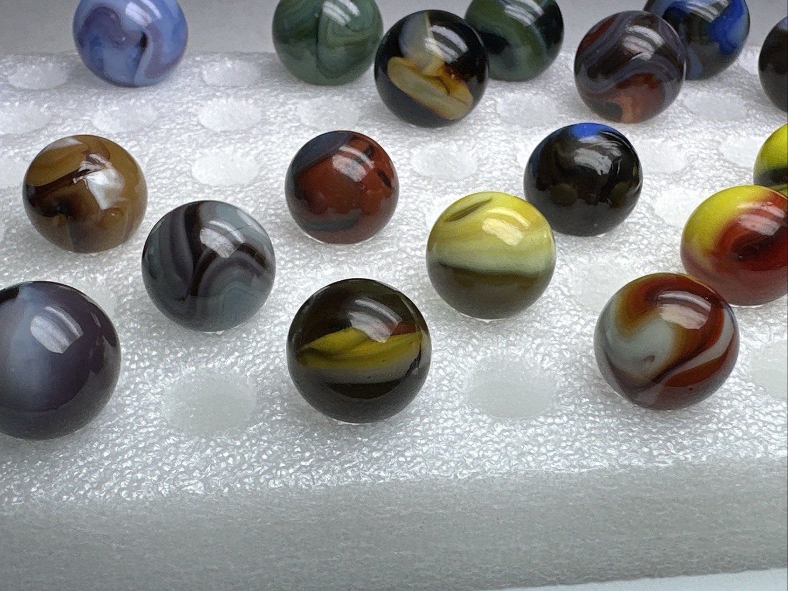 162 Lot Of 22 Jabo Swirl Marbles! Beautiful 3/4” Shooters & 5/8”