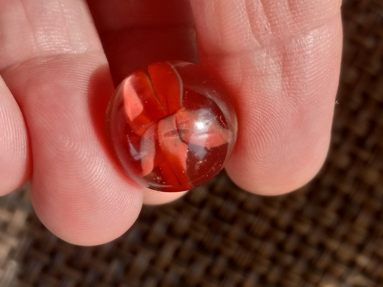 Vitro Dark Red Six Vein Cross Through Marble