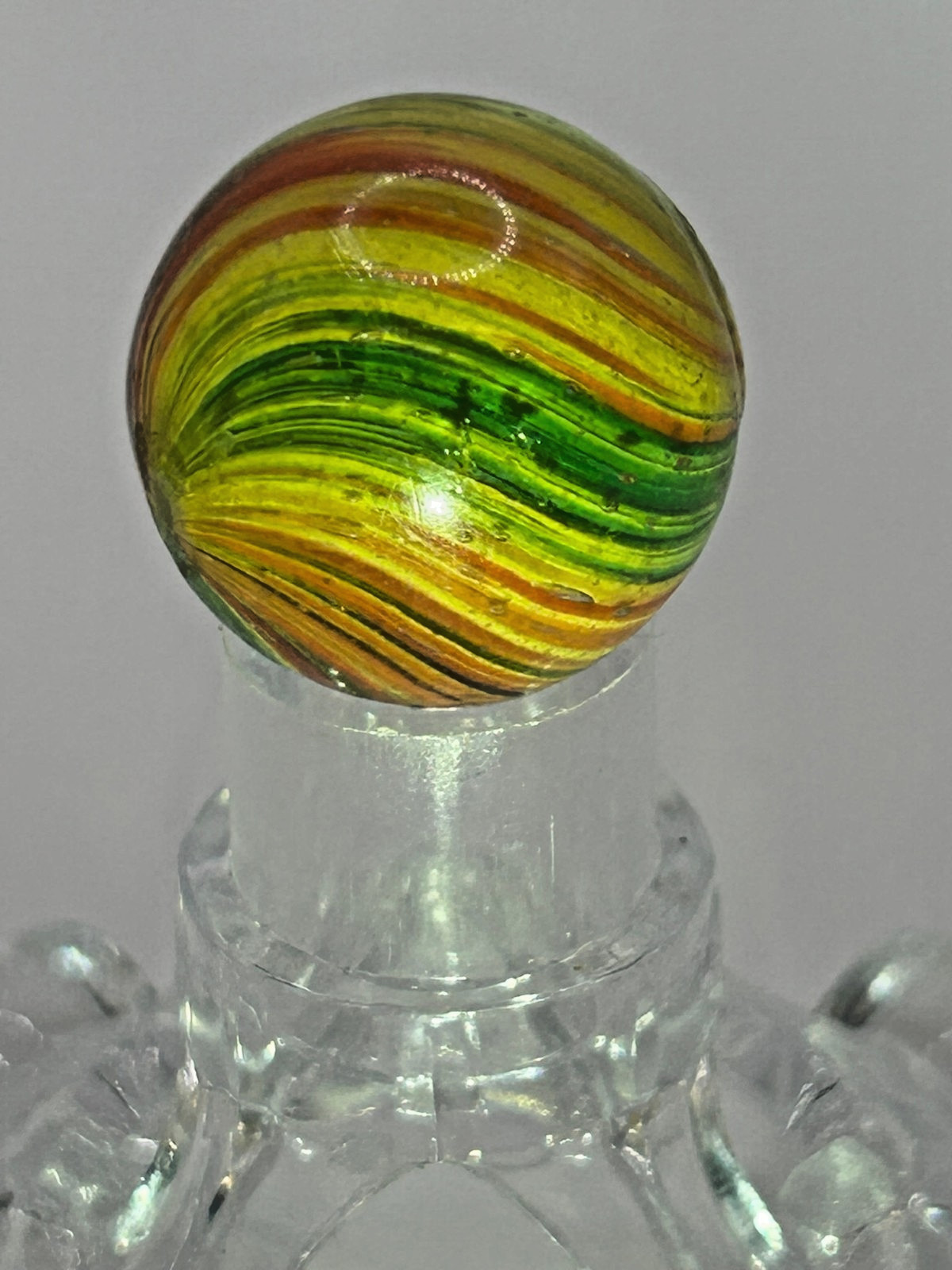 Antique German Handmade Joseph’s Coat Swirl Marble 53/64″ Mint O21