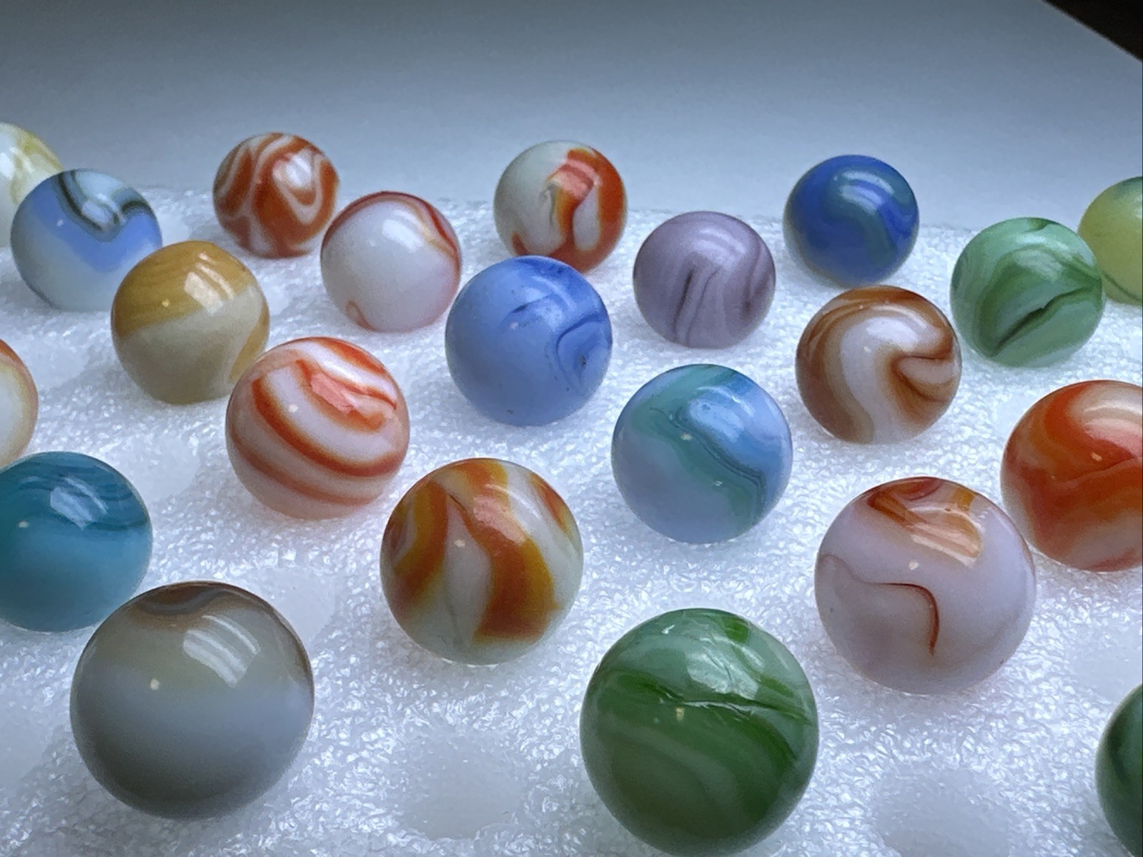 199 Lot Of 30 Vintage Heaton Agate Swirl Marbles!