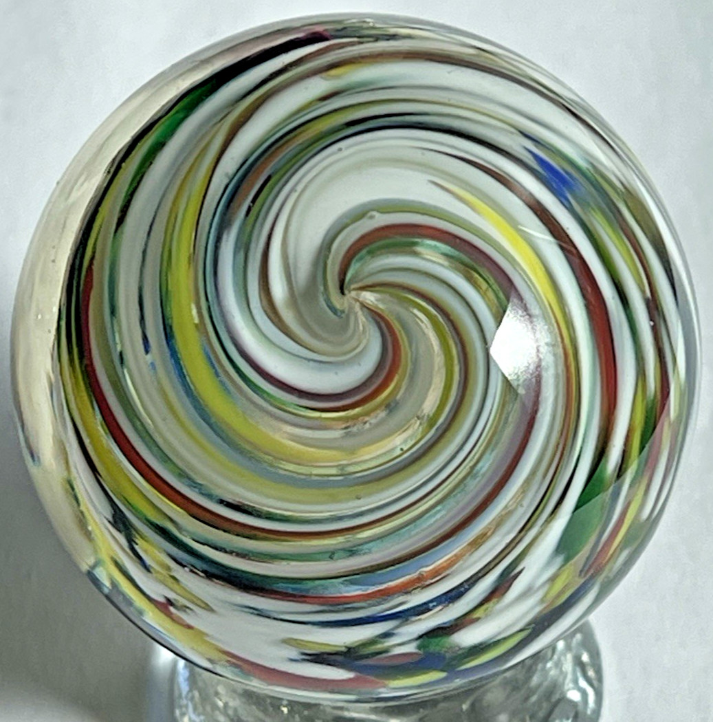 VTG 1993 JIM DAVIS MARBLE SIGNED HANDMADE GLASS ART 1.95″ SPIRAL TWIST FADE AWAY