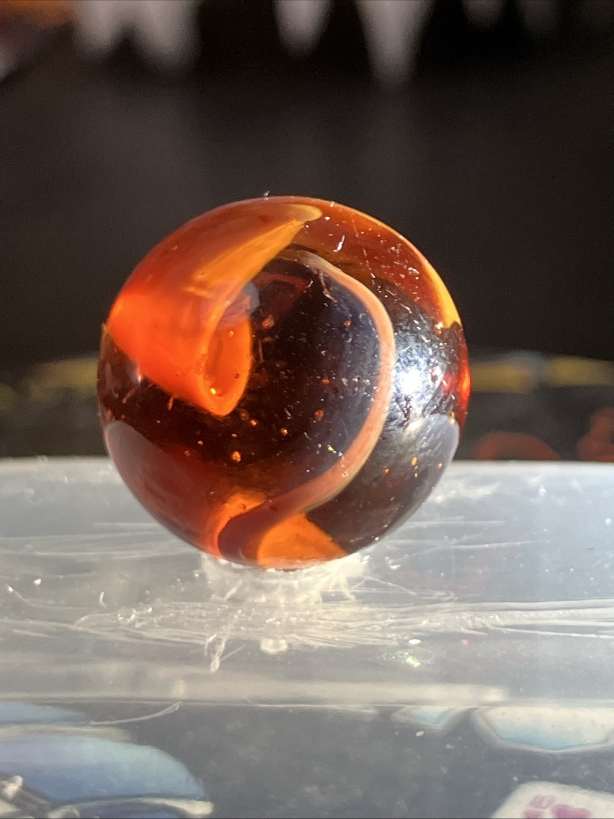 8pc Vitro Agate Marble Lot, Transparent Amber with Cream Swirl, Excellent Cond