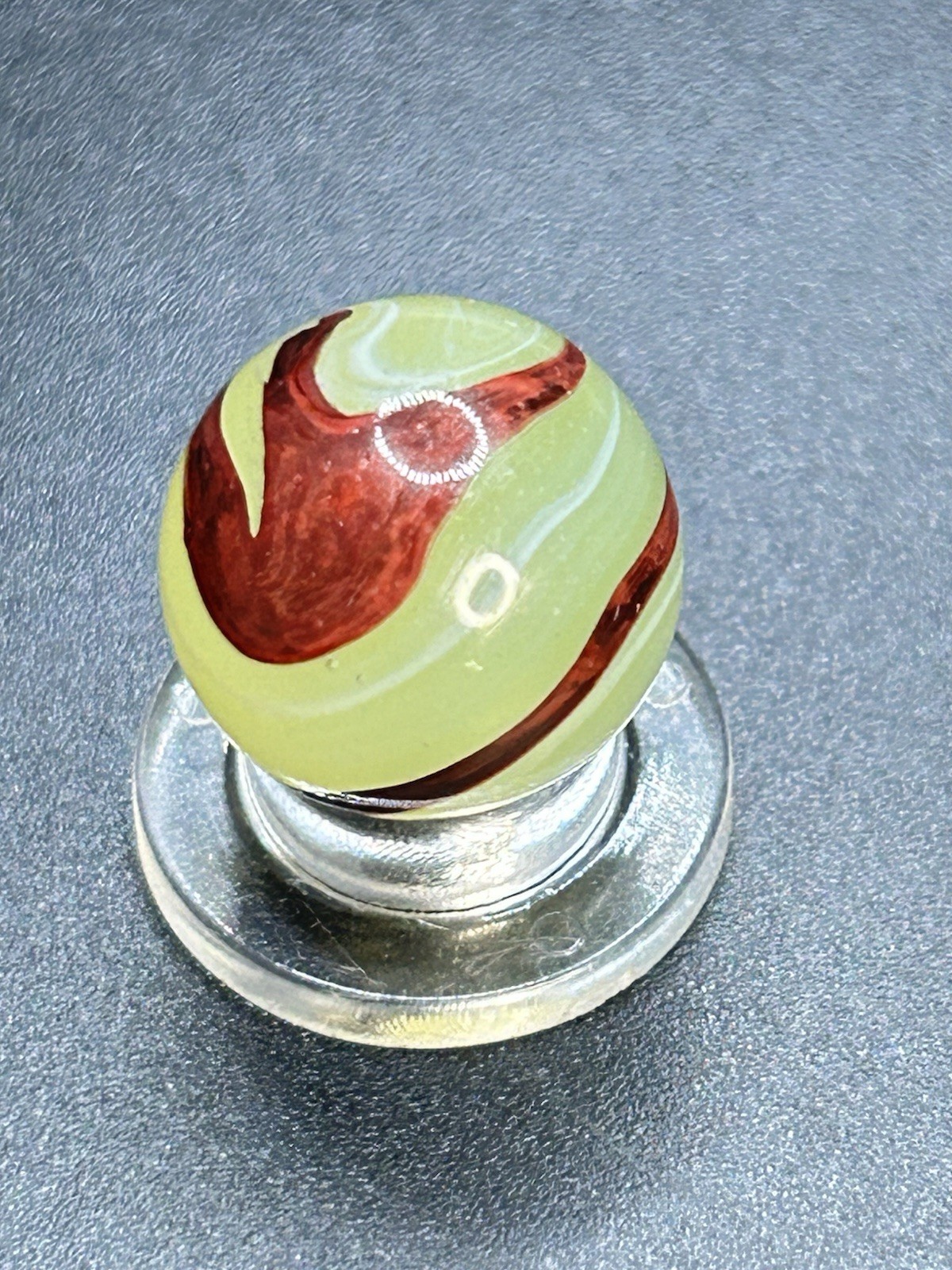 Vintage Akro Lemonade Oxblood Marble UV Lashes w/ Wide Oxblood Pattern 0.629”