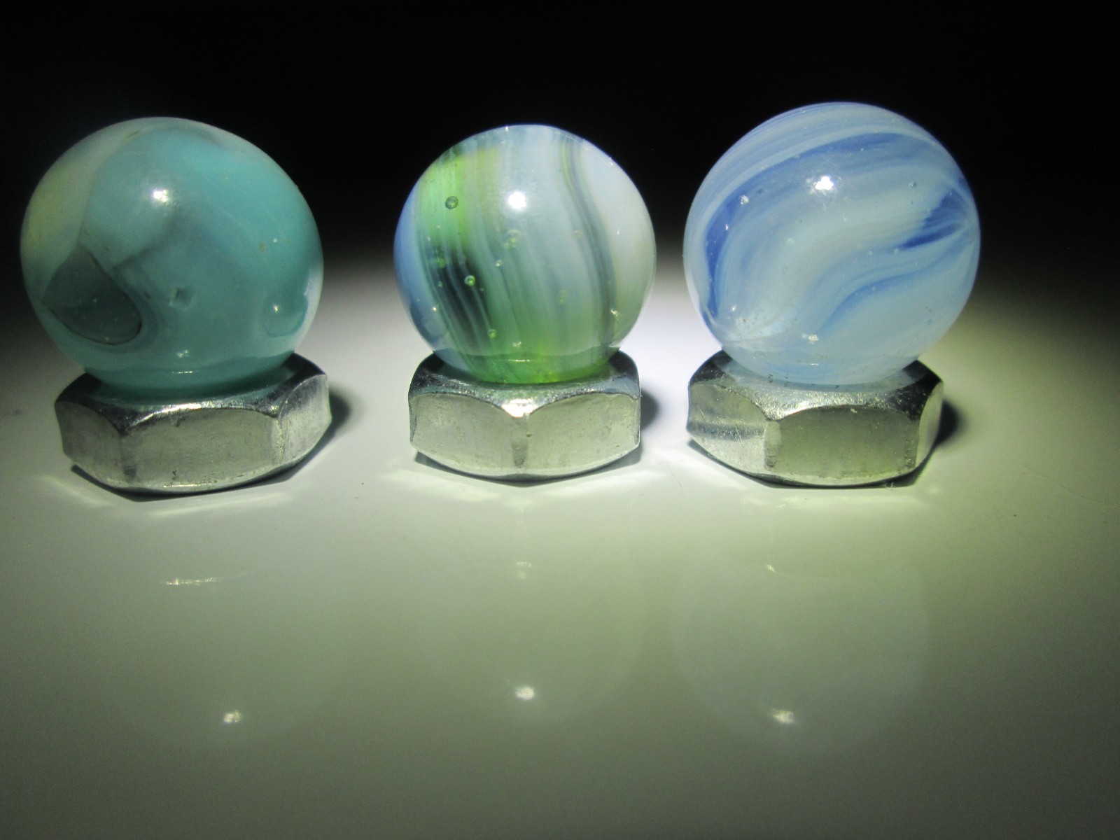 Vintage Translucent Bubble Filled Swirl Marbles Lot of 3 # 15