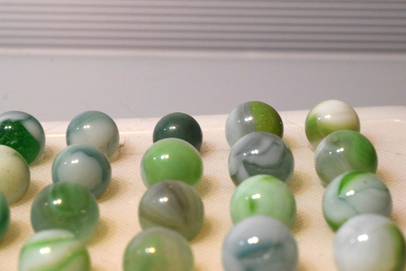 VITRO AGATE MARBLES ARKO 57PC MIXED LOT SHAMROCK GREEN AQUA BLUE COBALT LIME