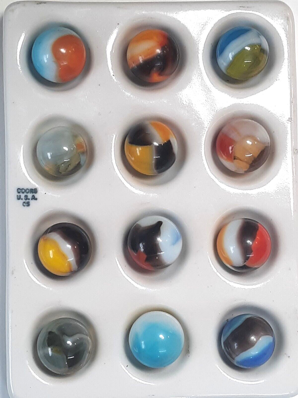 Twelve Wet Mint Vintage Vitro Agate Patches, Collector Marbles #7
