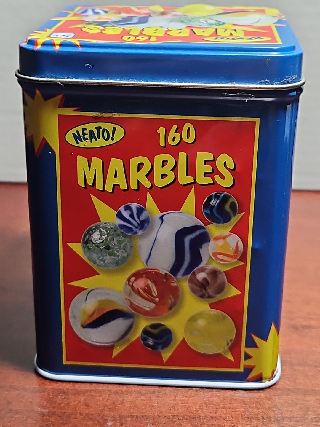 Toysmith Neato! 160 Glass Marbles in Retro Tin – Estate Find, Nostalgia Gift