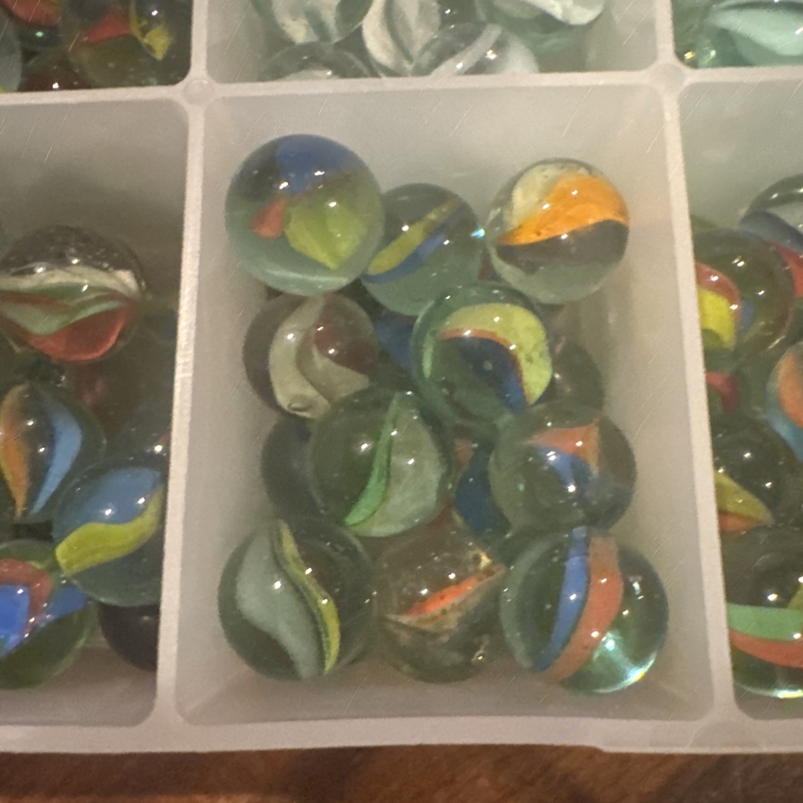 Over 250 Mixed Color Cats Eye Marbles In Organizer With 2 Cats Eye Shooters