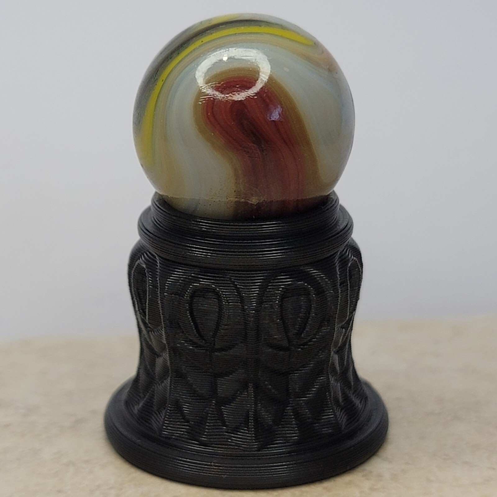 Glass Marble With Display Included lot #5355 Out Of Round