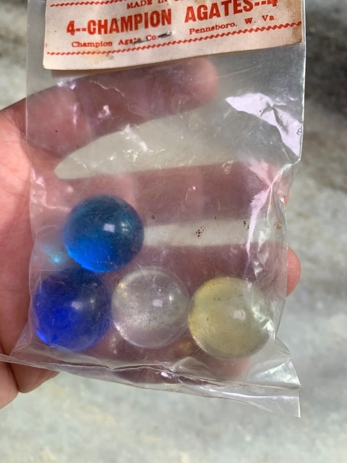 New NOS 4 Champion Glass Agates Agate Marbles Marble Pennsboro West Virginia