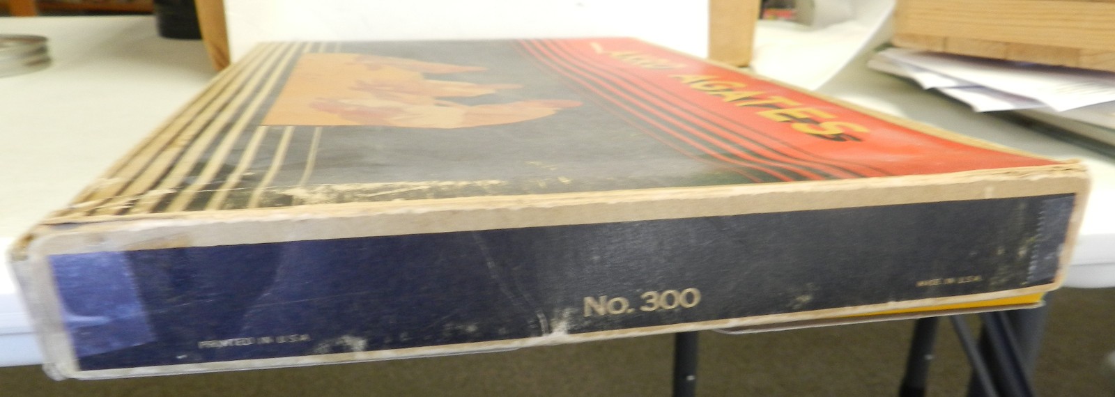 #20553m Large Original Akro Agate Box No 300 With Bag and Marbles Some Oxbloods
