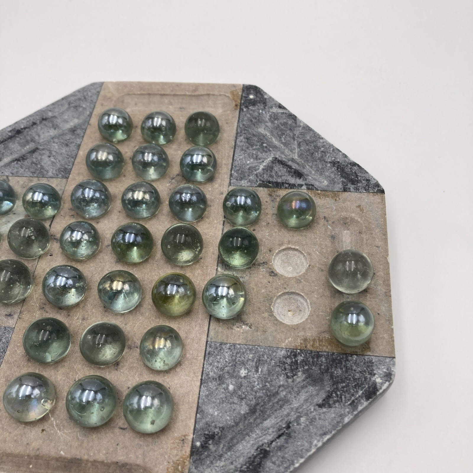 1900′-1970’s translucent Marbles W/ Solitaire Marble Board Handmade