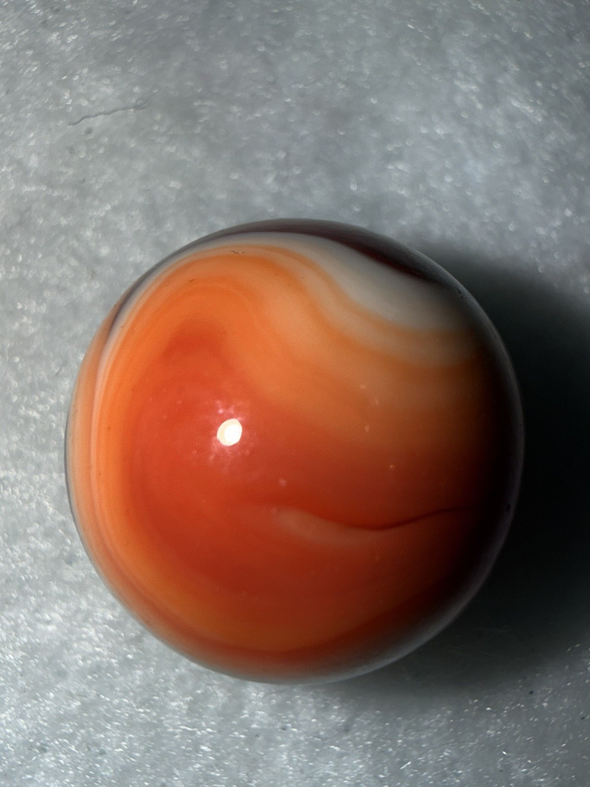 JABO Joker 1 (JERK) Collector Marble : Cranberry Apricot & Aventurine Swirl. .74