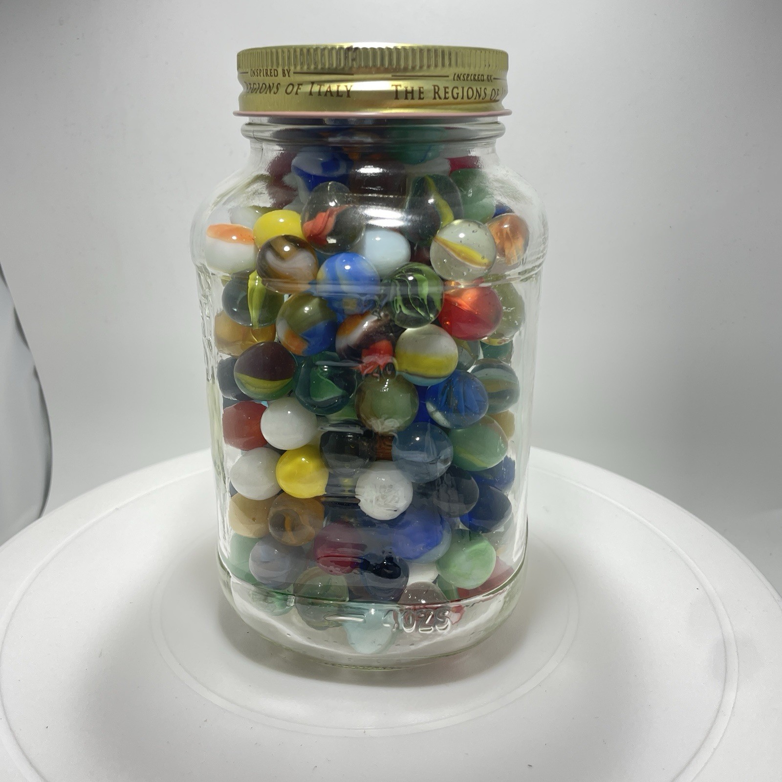 Vtg Glass Marbles Lot in Atlas Mason Jar Mixed Colors Swirls Bulk Common #04