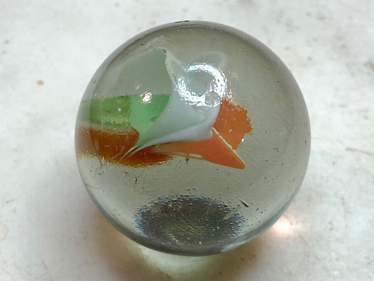 Large Antique Marble Swirl Glass Ball German 35mm / 1.5” Estate Find