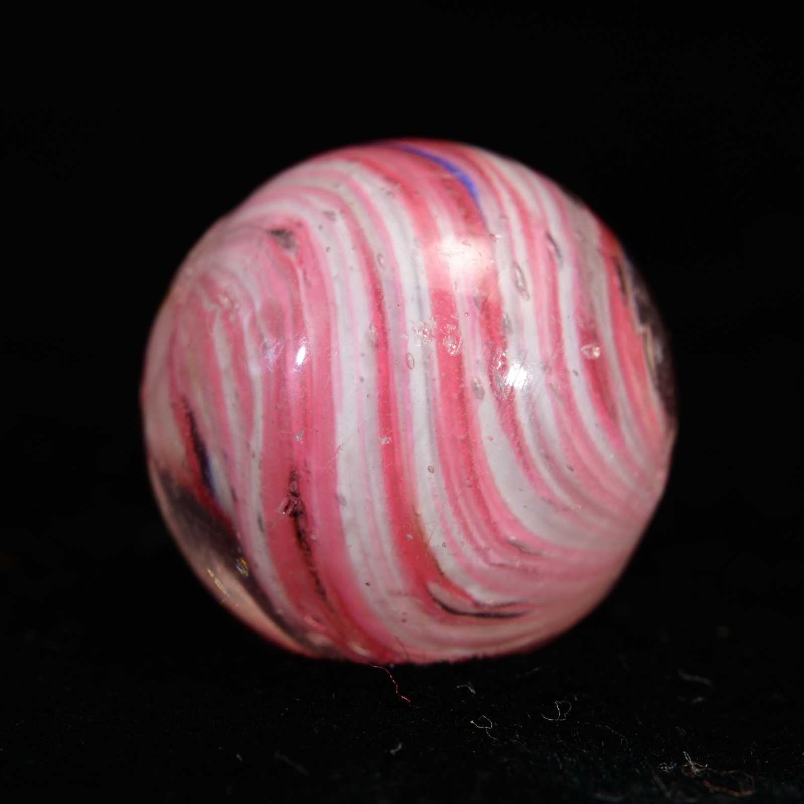 Onionskin Marble Early German Handmade Antique Shrunken Raspberry 17.2mm 21/32”