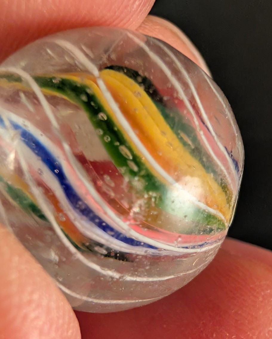 Vintage German Latticinio Core Swirl Marble Glass .759″ (6 colors)