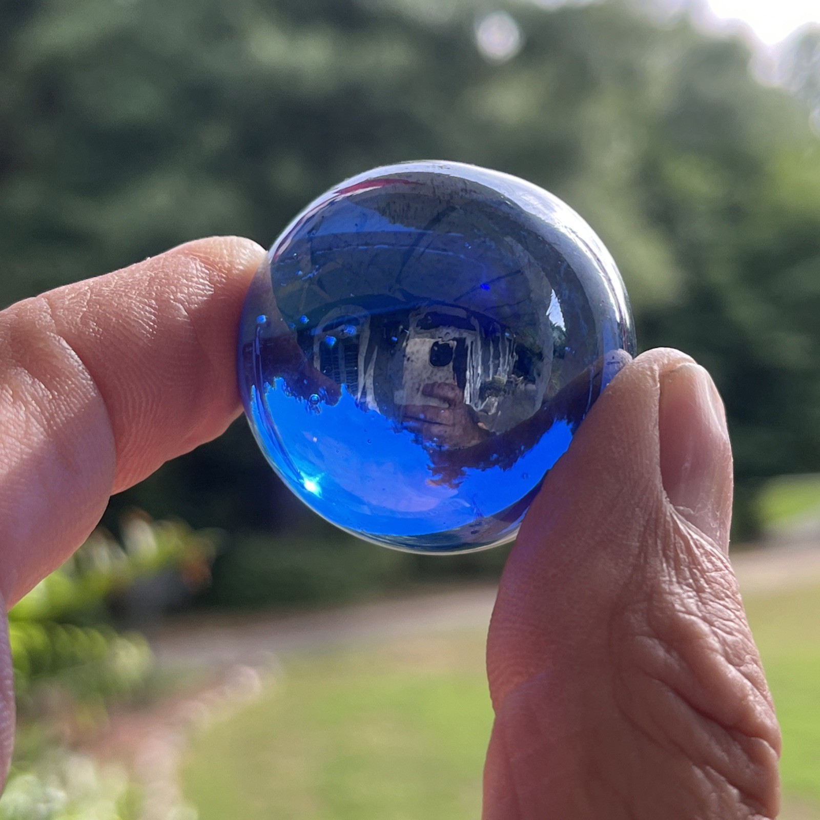 Iridescent Blue Marble Cobalt 32mm 1.25” Gazing Bubbles