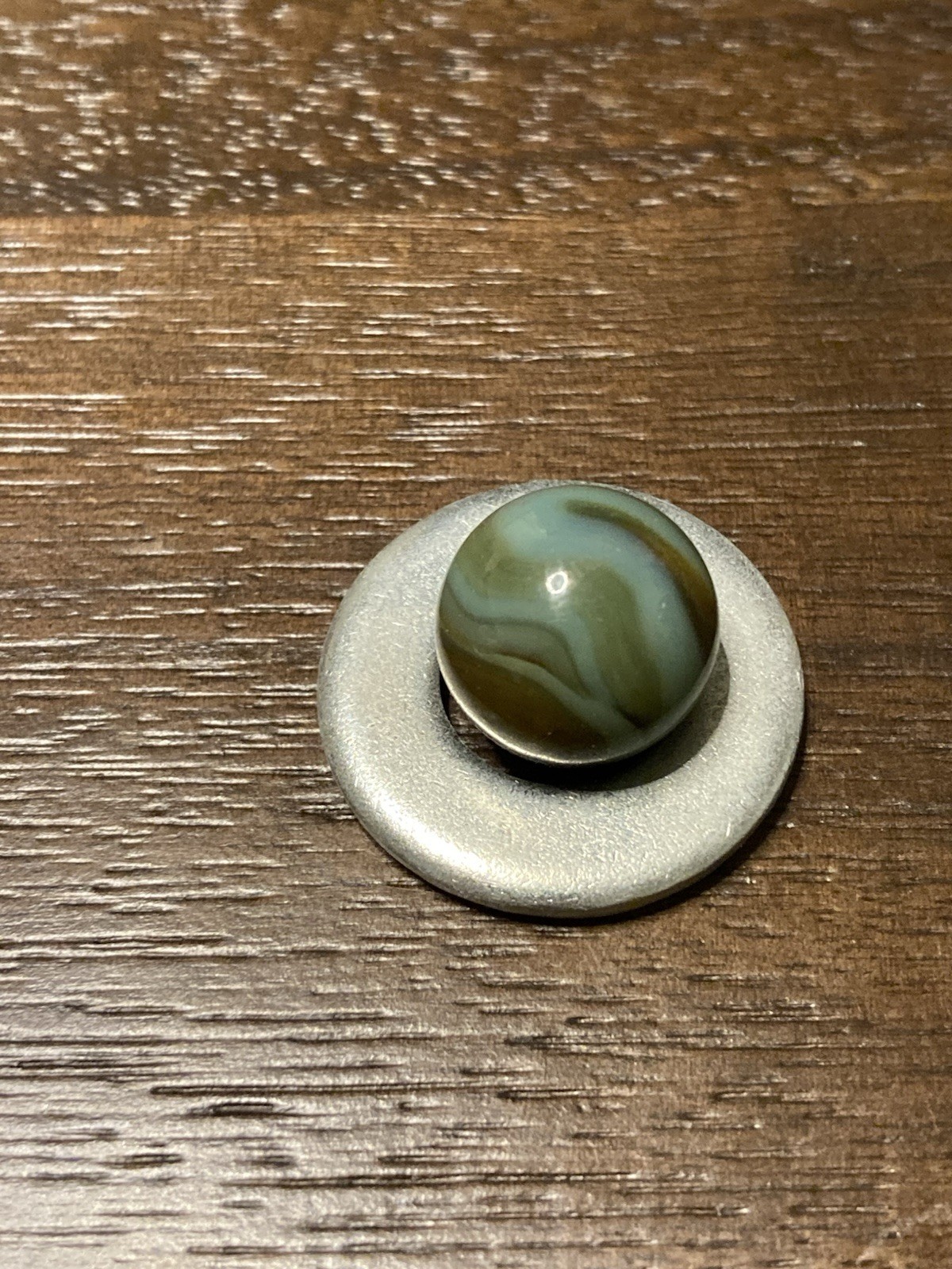 Akro Agate Green Brown Glass Slag Swirl Marble Vintage Mint 5/8 Combined Ship