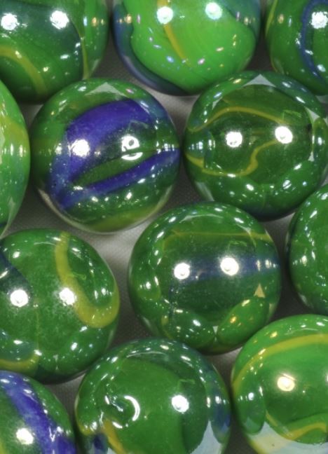 Bulk Pk 50 Peacock 16mm Glass Mega Marbles Players Iridescent Green Blue Swirls