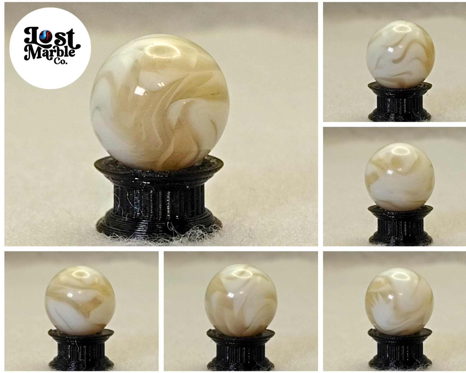 17mm Translucent Swirl Marble Tan & White Alley? Gorgeous! M-