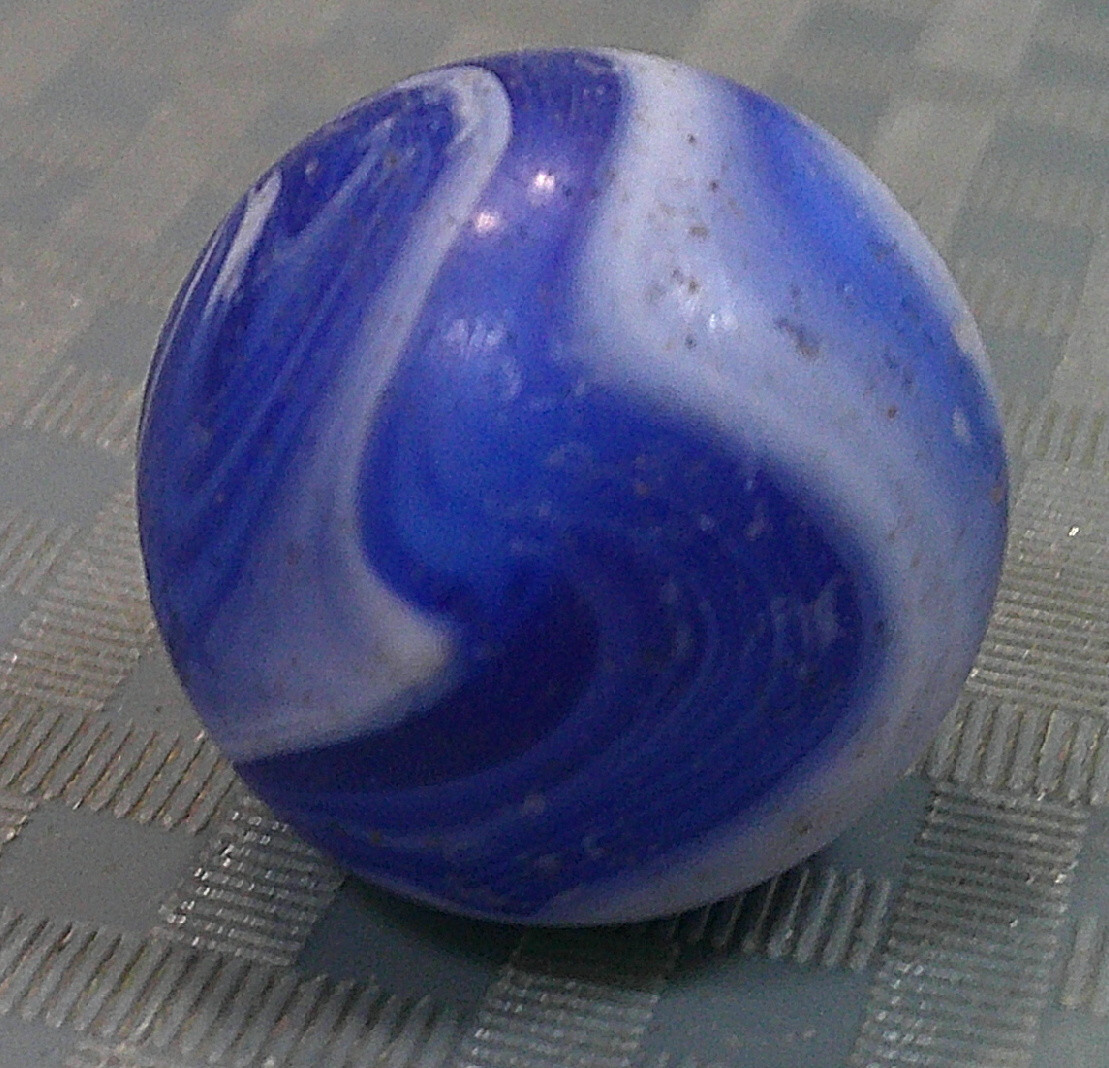 Vintage 1940s Blue White Agate Marble Banger Shooter Boulder Bonker Masher