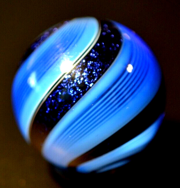 HOT HOUSE GLASS MARBLE/1.279″-ROYAL BLUE BANDED FINE LINER #68-ROYAL BLUE DICHRO