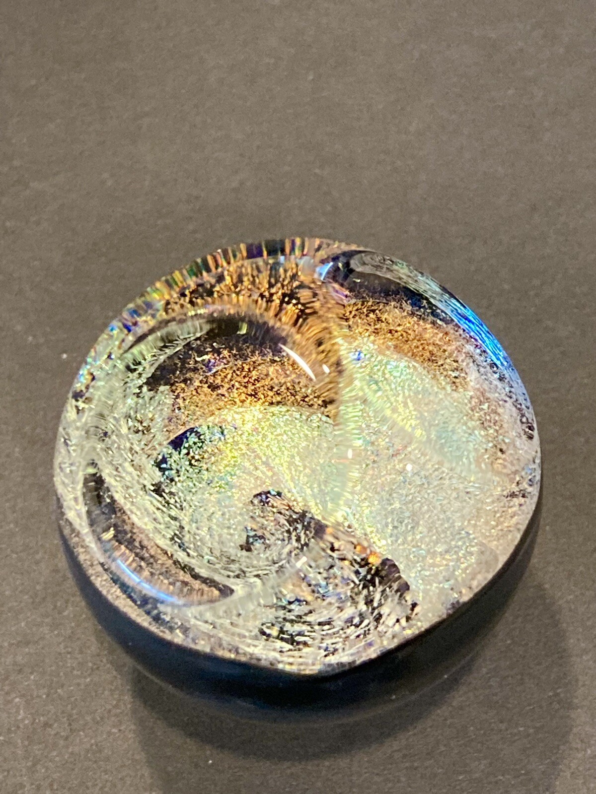 Glass Boro Marble Hand Made Art Rainbow Dichro Swirl Marble Art Sculpture