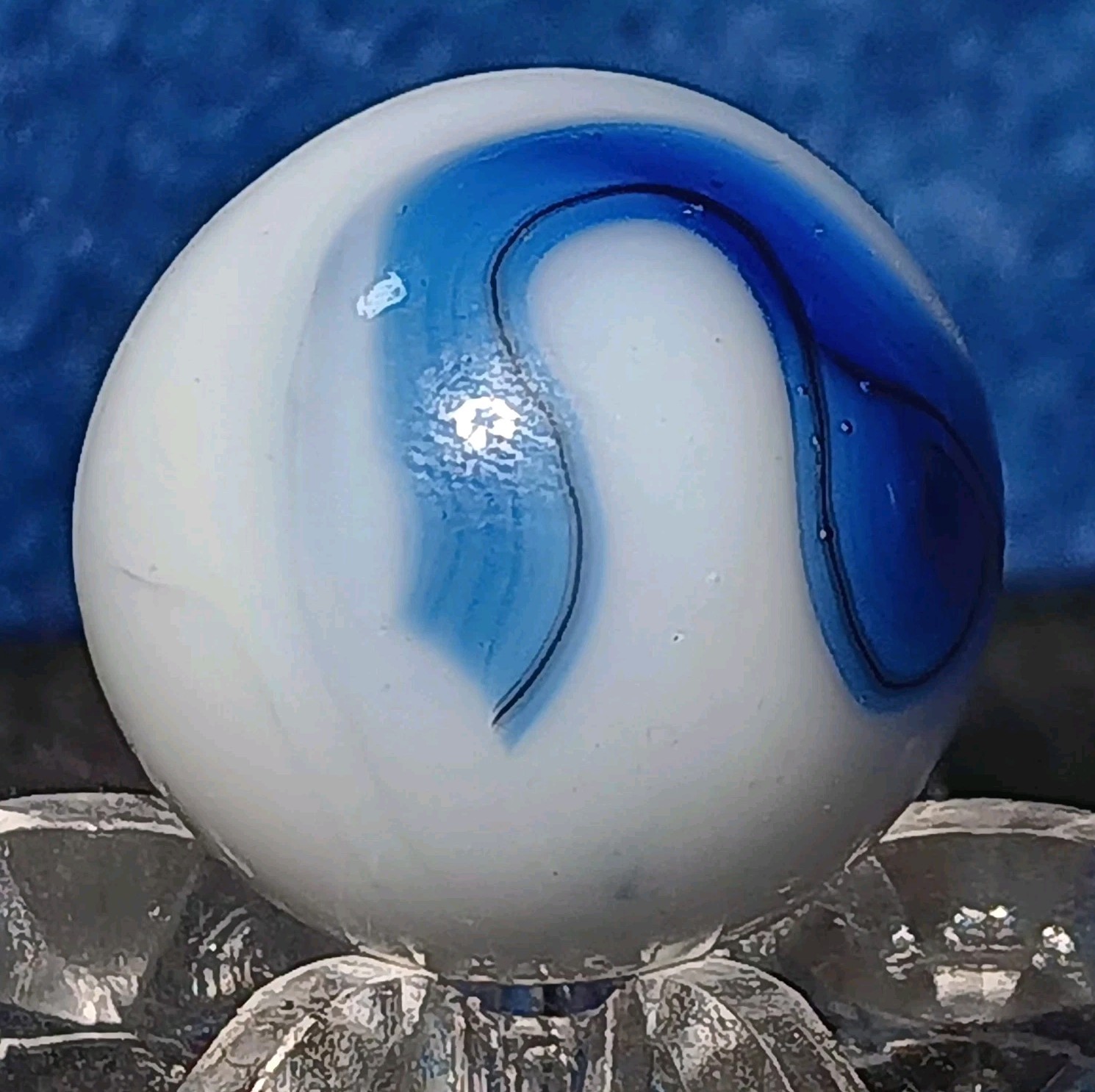 Vintage Alley Agate Swirl Marble. .58″ Mint Condition. Unique Example. W Ox Hair