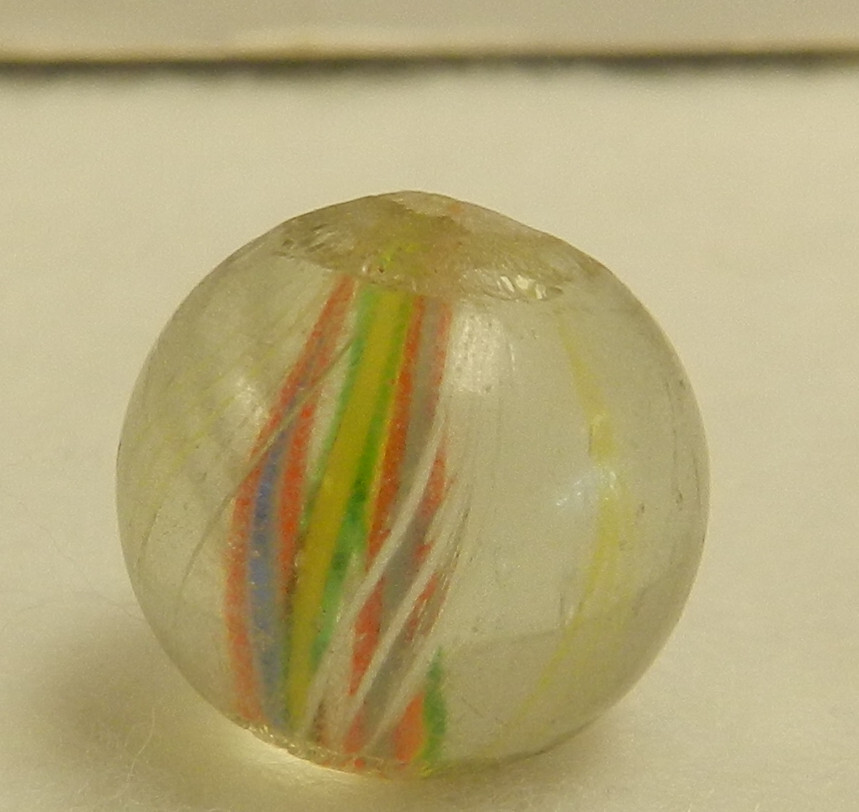 #18397m Vintage German Handmade Divided Ribbon Swirl Marble .57 Inches