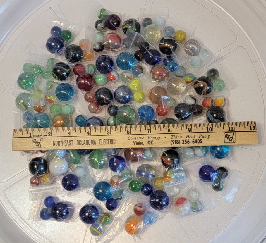 Lot of 150 Mixed Vintage SHOOTERs & Marbles PKGd in 50 individual bags of 3 each