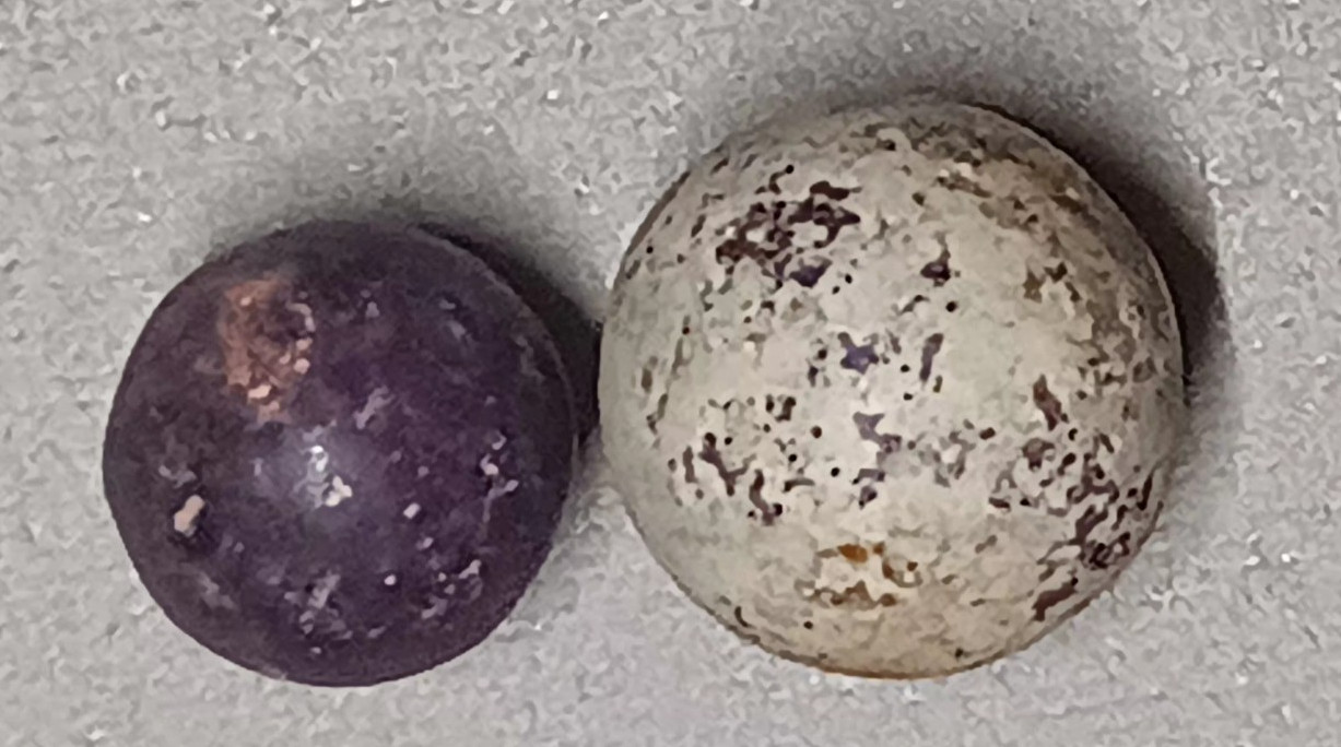 Lot 7 Vintage Clay Rock MARBLES 1 Very LARGE 1 Very SMALL Many Irregular