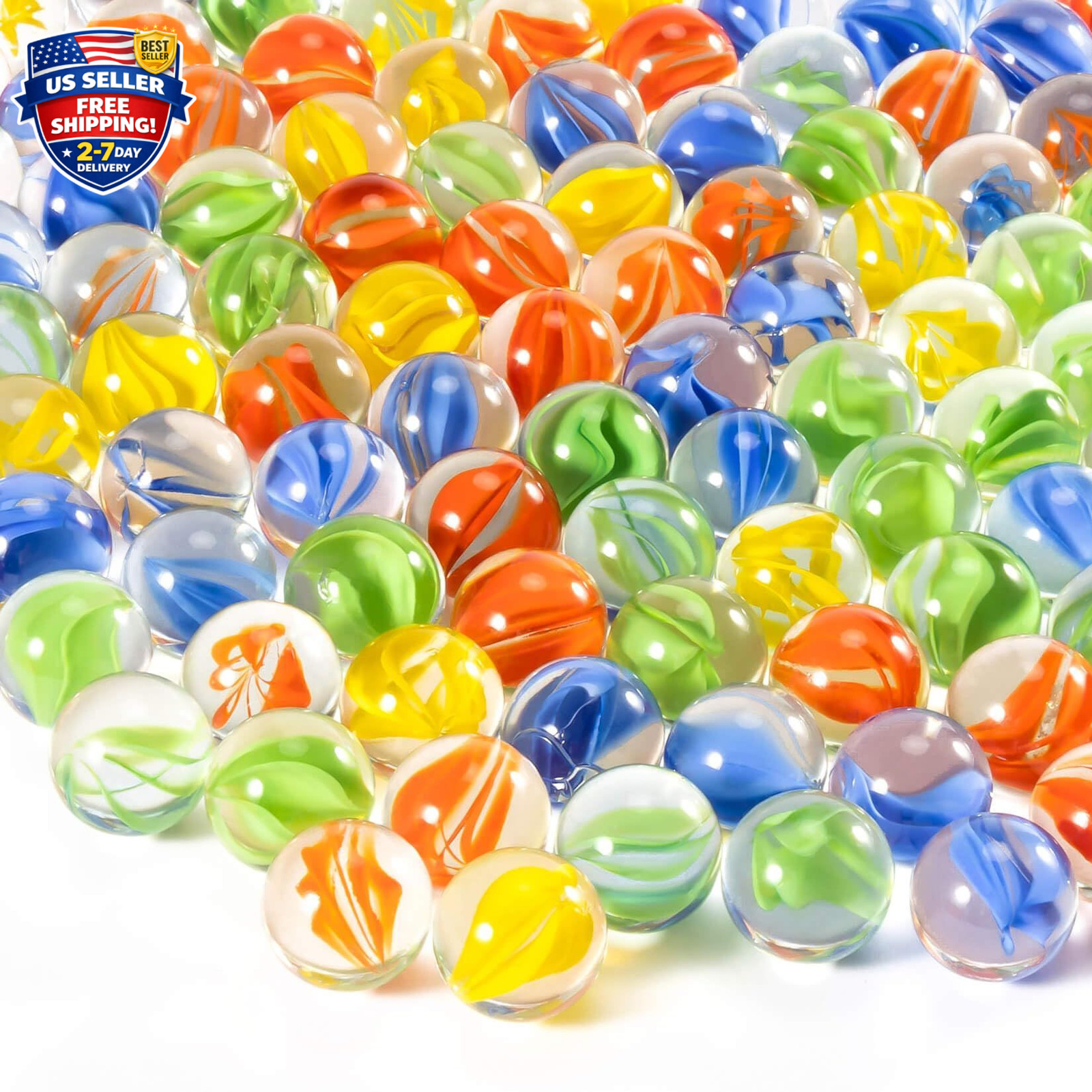 Glass Marbles – Bulk 98Pcs Cat Eye Mix 4 Colors Medium Sized Thick Marble Decora