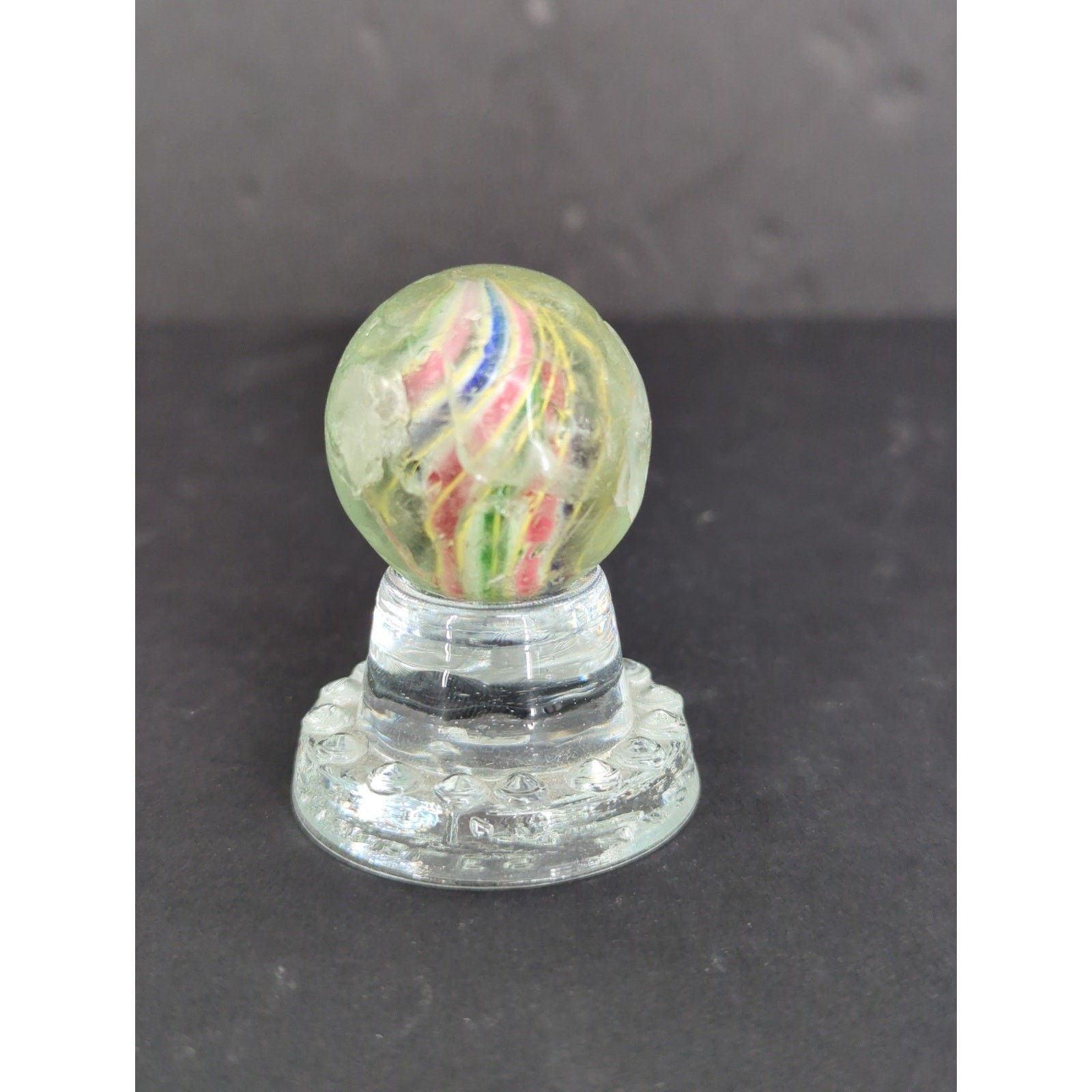 Antique German Handmade Glass Swirl Marble 1-1/4″ Large Shooter Chippy AB2T