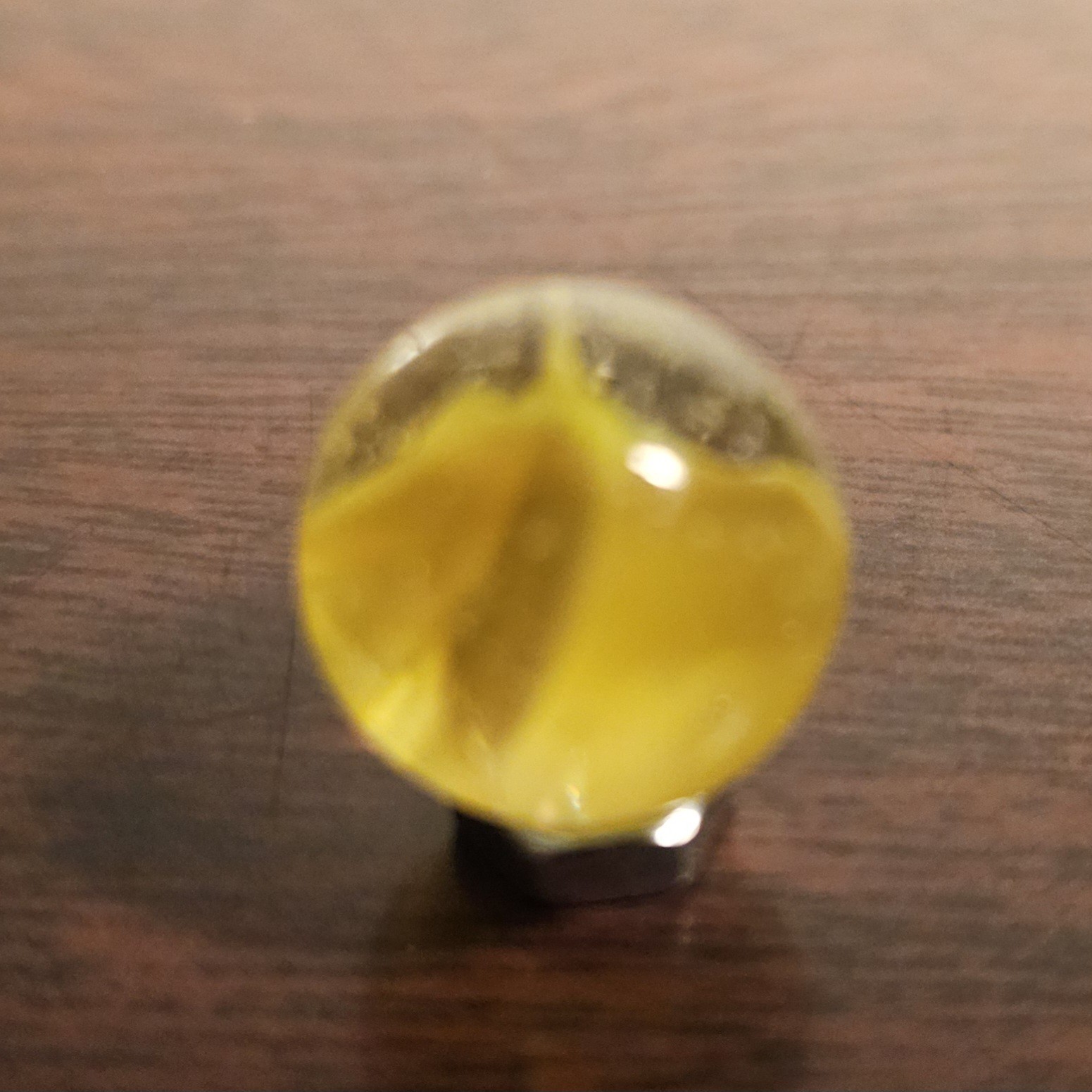 C E Bogard Yellow Cadmium Glow Cats Eye Clear Glass Marble