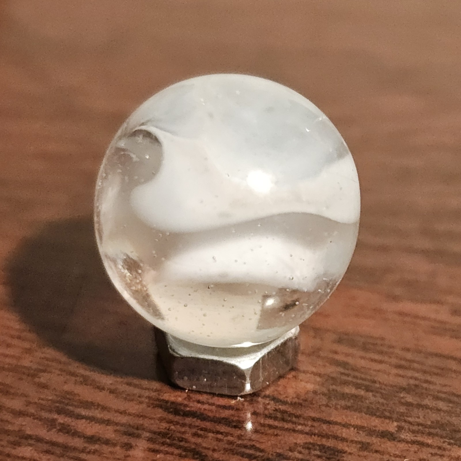 Vintage CE Bogard White 4 Lobe Floppy .625″ Glass Marble