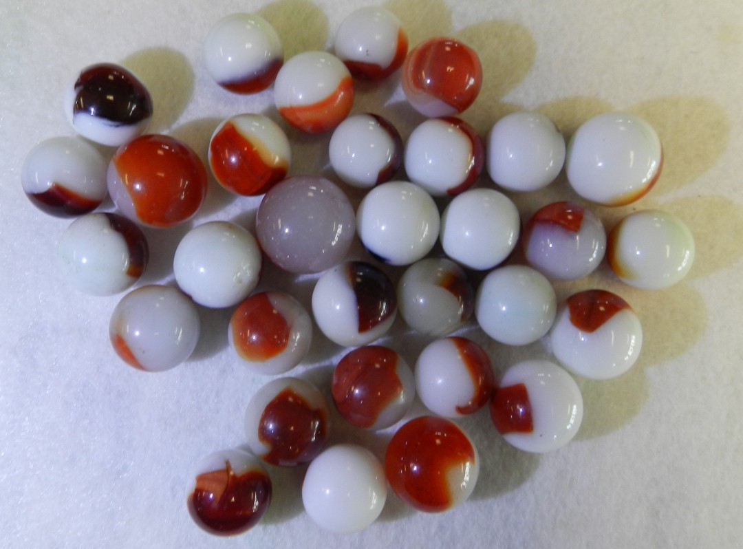 #20945m Vintage Group or Bulk Lot of 30 Mixed Company Patch Marbles